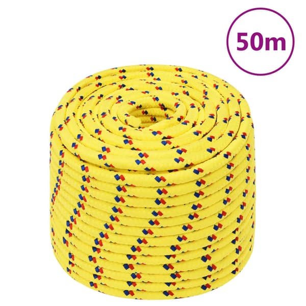 vidaXL sejltov, gul, 14 mm, 50 m, polypropylen