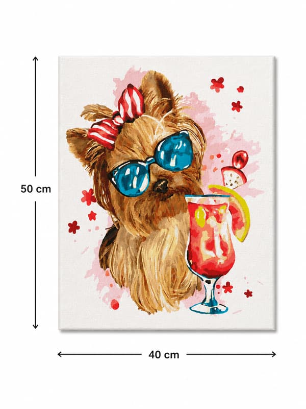 Målning med siffror med ram söt hund 40x50 cm