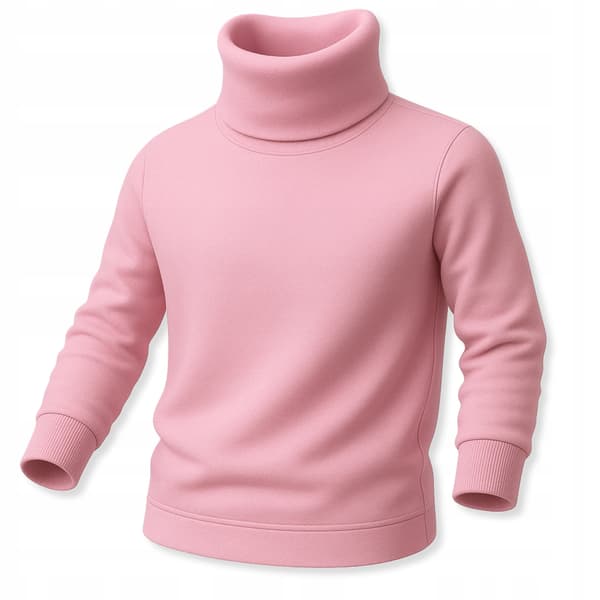 Varm polotröja för flickor, barn, rosa blus med hög hals
