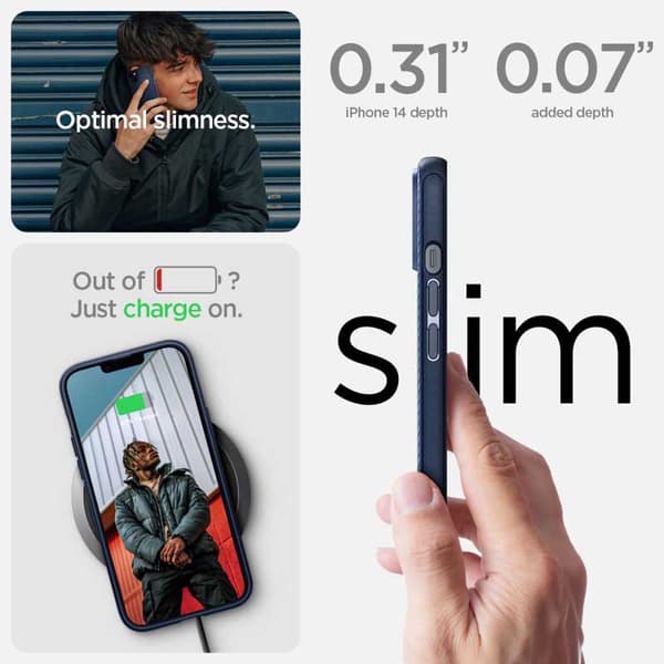 Spigen Mag Armor - Skal till iPhone 15 Plus / iPhone 14 Plus (Marinblå)