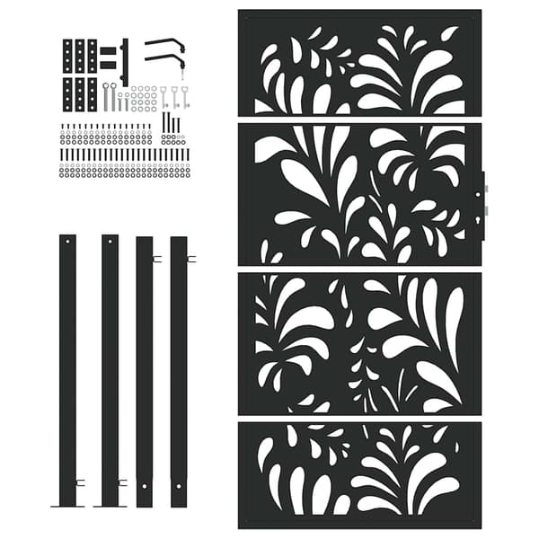 vidaXL havelåge sort 105x180 cm stål bølgemønster