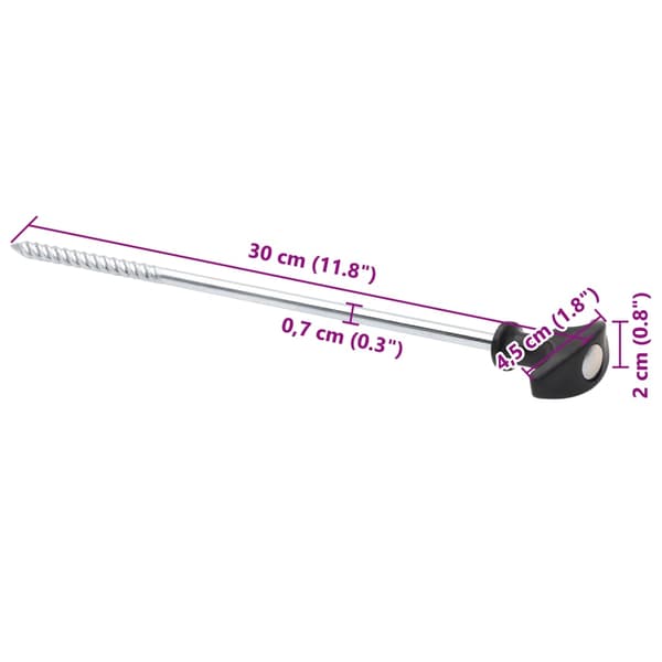 vidaXL Tältpinnar, 24 st, 30 cm, Ø7 mm, galvaniserat stål