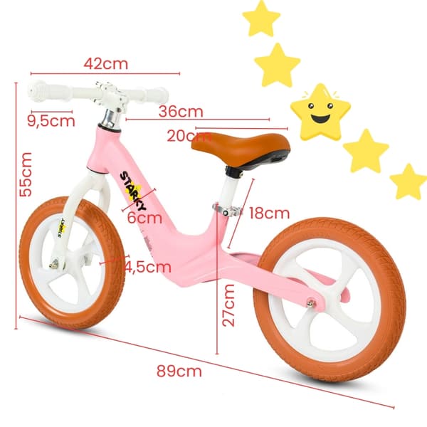Løbecykel med 12" hjul, let stel, lyserød idé til et barn