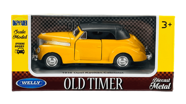WELLY OLD TIMER 1938 OPEL CABITAN CABRIOLET KELTAINEN KATOLLA 1:34 43785
