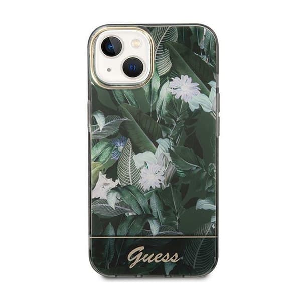 Guess Jungle -kotelo - iPhone 14 Plus -kotelo (vihreä)