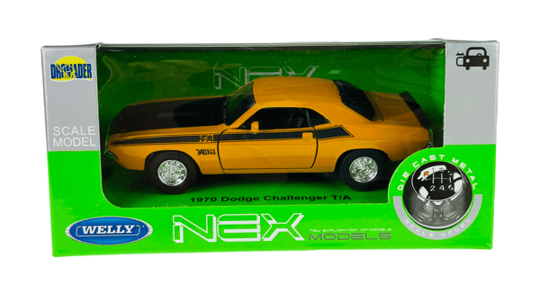 Welly 1970 Dodge Challenger T/A gul 1:34 43663