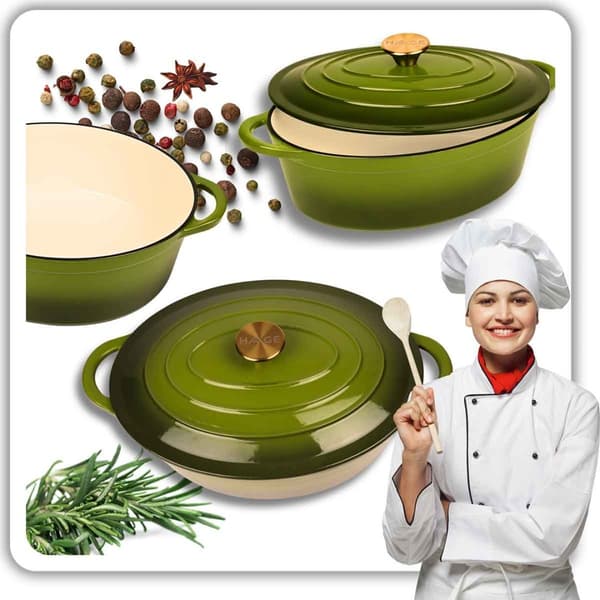EMALJERAD GJUTJÄRNSPANNA 6L HAGE OLIVE
