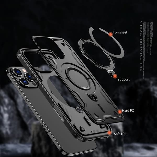 Hybrid Armor Trendy Cover med MagSafe til iPhone 16 Pro - Sort