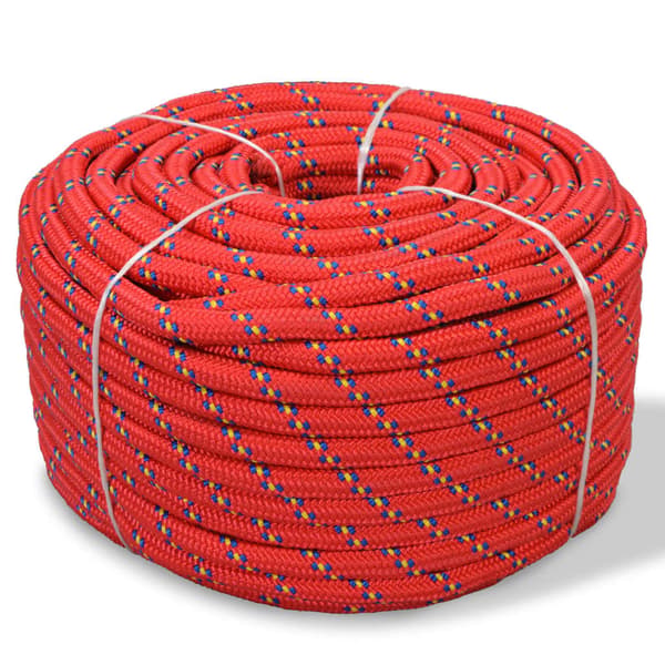 vidaXL polypropylen sejlreb, 16 mm, 50 m, rød