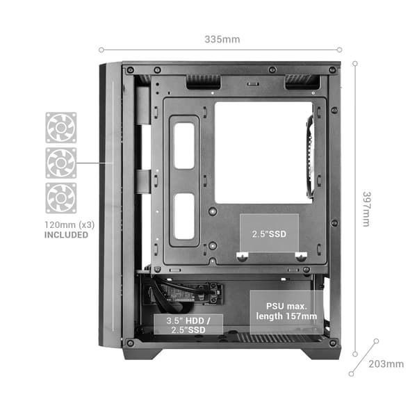 TACENS MARS MC-VECTOR 4xARGB USB-C mATX - kabinet