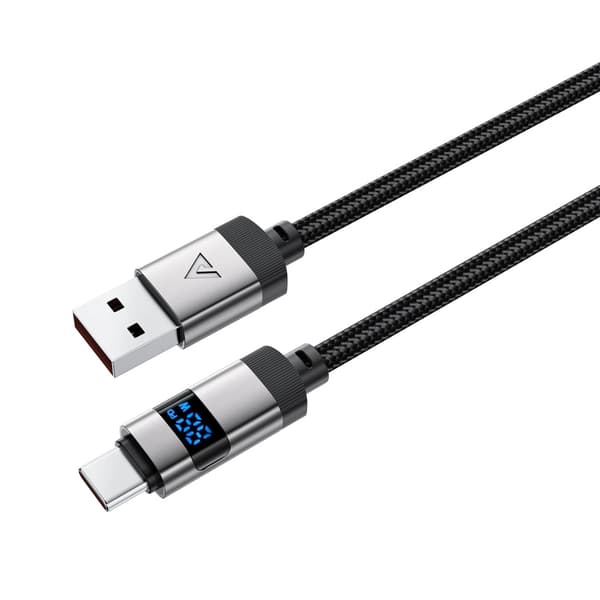 Acefast C15-04 USB-A - USB-C -kaapeli näytöllä 480Mb/s 66W 1.2m - musta