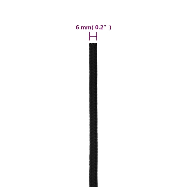 vidaXL Arbetsrep, Svart, 6 mm, 25 m, Polyester
