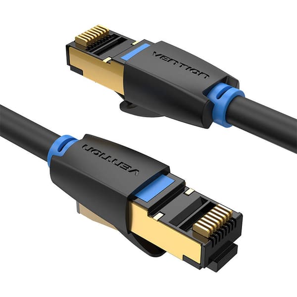 CAT8 SFTP Vention IKABF RJ45 Ethernet-netværkskabel 40Gbps 1m Sort