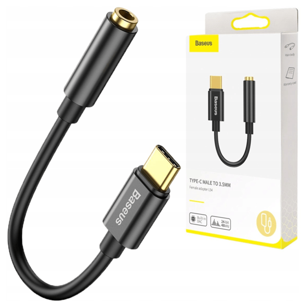 Baseus L54 USB-C lydadapter + 3,5 mm mini-jack (sort)