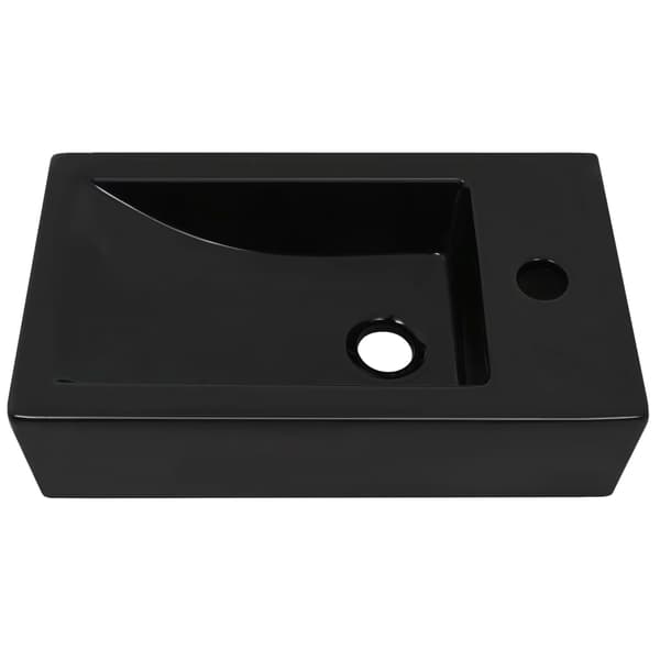 vidaXL rektangulær håndvask med hanehul 46x25,5x12 cm sort