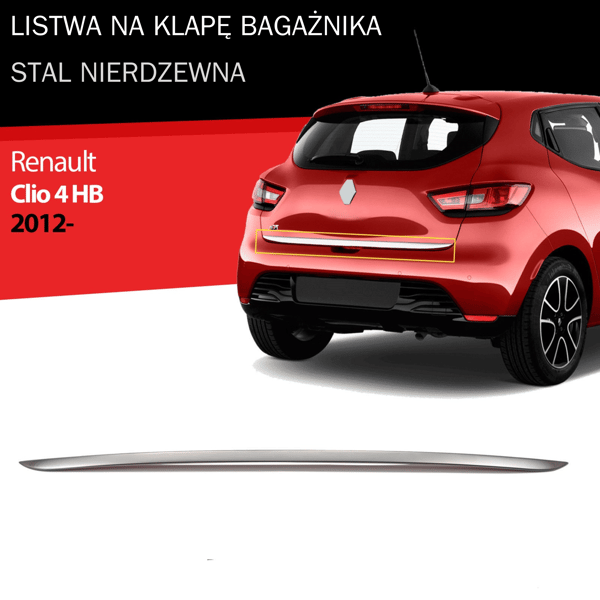 Bagklapbeklædning, rustfrit stål, krom, Renault Clio 4 HB 2012-