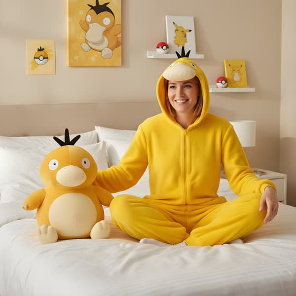 Kigurumi Pyjamas Kostume Pokemon Psyduck M: 155 - 165cm