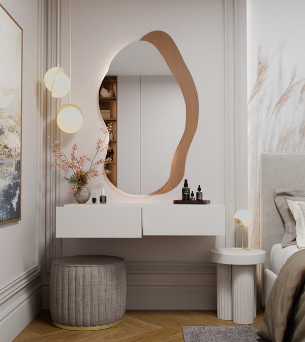 HÄNGANDE SMYCKESBORD MIKA 110 CM 2 LAGODER FÖR SOVRUM KASHMERE BEIGE