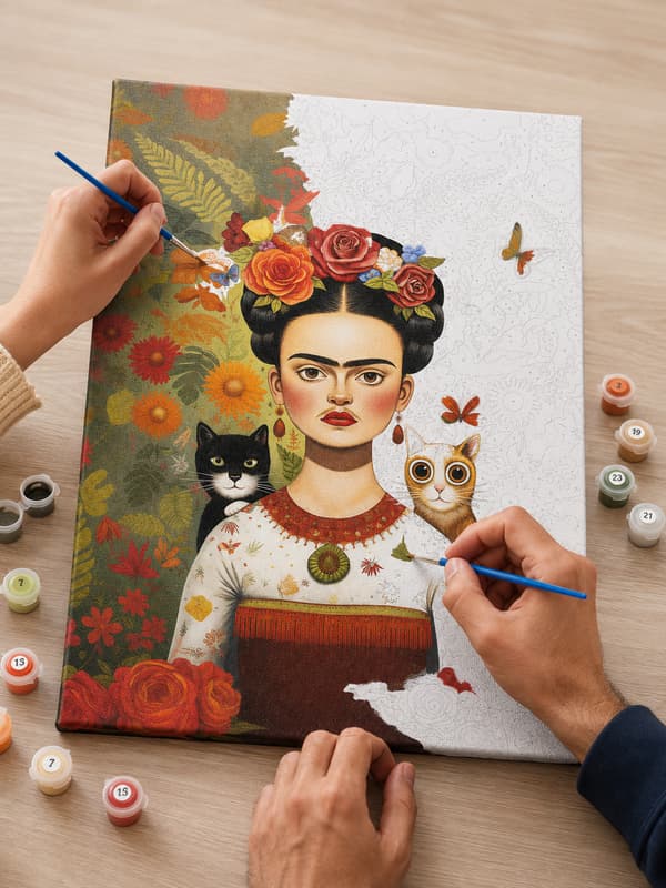 MALING EFTER TAL MED RAMME Billeder til maleri - Frida Katte 40x50 cm