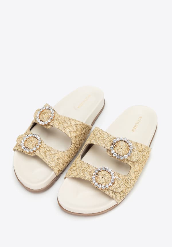 Wittchen Dames Imitation Raffia Sandaler Beige, Beige Syntetisk Materiale