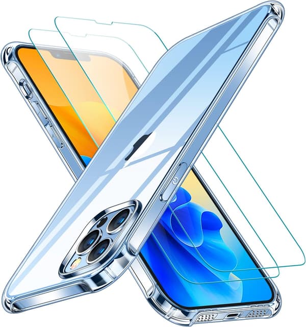 2x Transparent glascover til iPhone 13 Pro Max