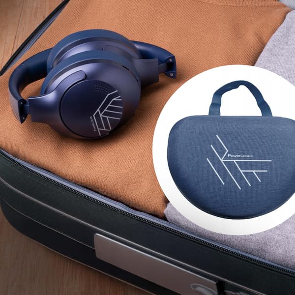 PowerLocus P3 Blå Bluetooth Hovedtelefoner Mikrofon AUX BT Bluetooth Etui