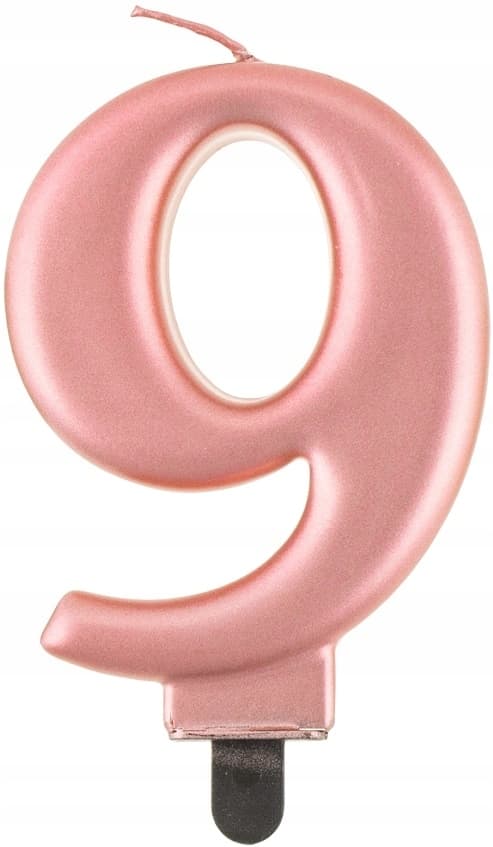 Nummer 9 lys, rosaguld, 8 cm, 1 stk.