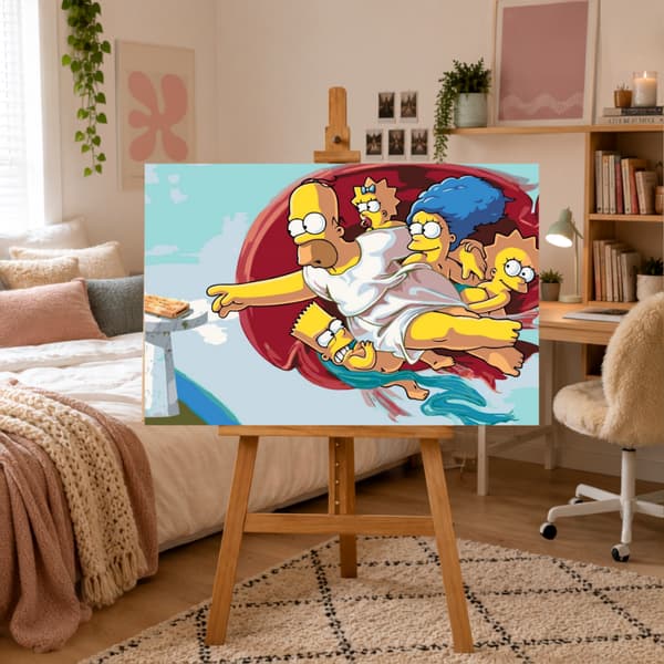 Måla efter siffror-tavel med ram Simpsons skapelse av Adam 70x50 cm