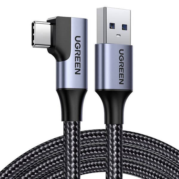 USB-C-kaapeli, kulmaliitin UGREEN US385, 3A, 1m (musta)