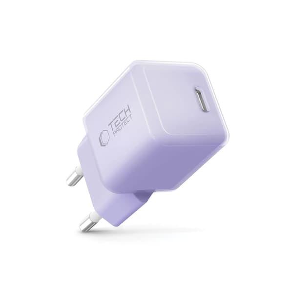 Tech-Protect NCM25 USB-C PD 25W Vægoplader - Lilla