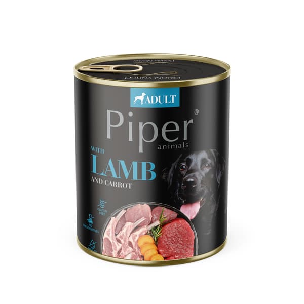 PIPER våtfoder för hundar med lamm, morötter och brunt ris 800 g