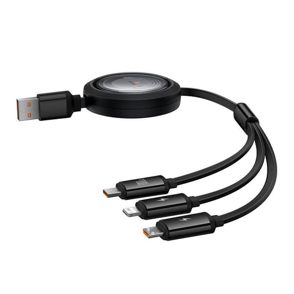Baseus Free2Draw USB til M+L+C 3-i-1-kabel 100W, 1,1 m (sort)
