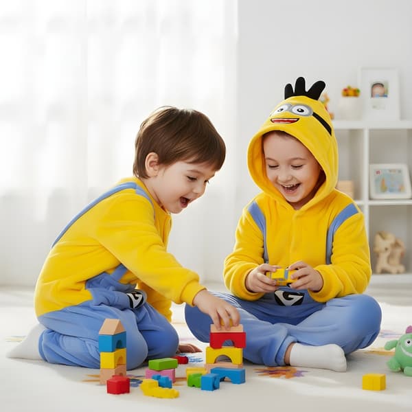 Kigurumi-pyjamas Minion-kostume til barn 115-125 cm