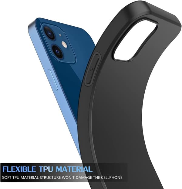 Apple iPhone 12/12 Pro -kotelo, silikoni, musta, kiinteä