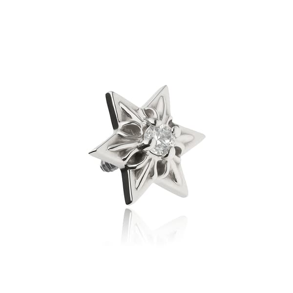 Titanstjärnmutter med vit zirkon - silver - TNA-219 1,2 mm