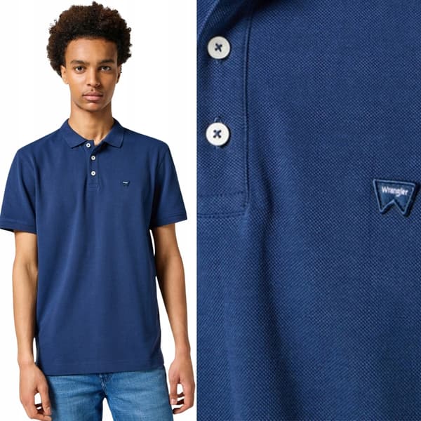 Wrangler SS polo marinblå bomull polo logo regular M