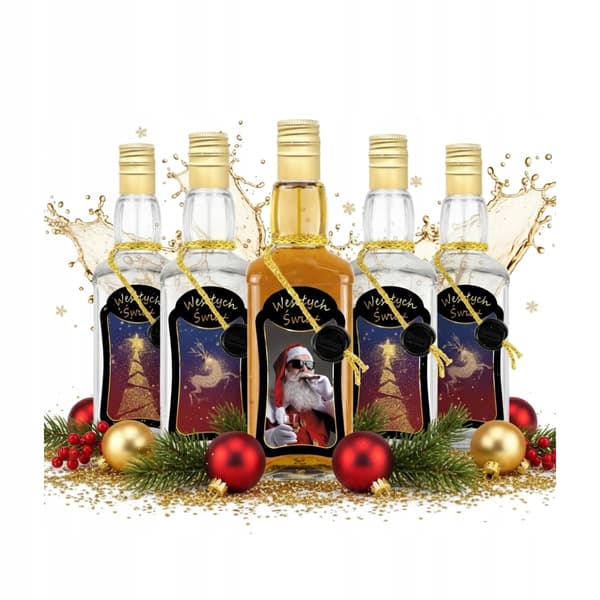 5x DANIELS-flaskor 500 ml glasflaska för jullikörer, premiumdekorerade