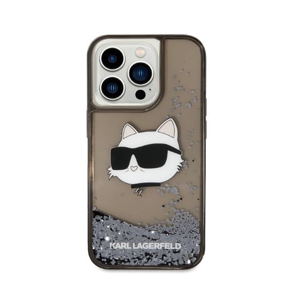 Karl Lagerfeld Liquid Glitter NFT Choupette Head - iPhone 14 Pro cover (sort)