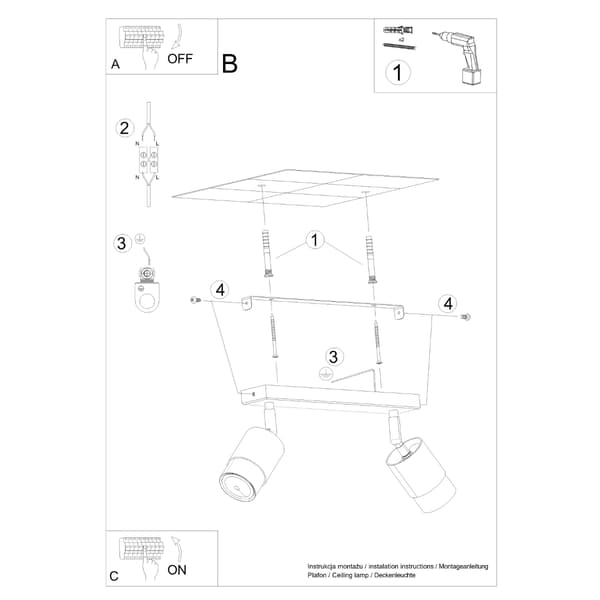 LOFTSLAMPE RANIX 2 GU10 SORT LUMILO 10.183.65