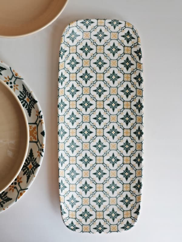 PLATE KERAMISK SERVERINGSFAD 32 cm BEIGE MOSAIQUE