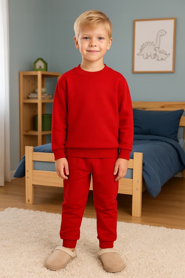BOMULD 140 BØRNEPYJAMAS 100% bomuld 2-delt RØD