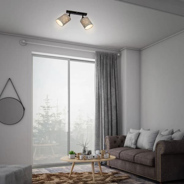 Loftlampe Spotlight 2xE27 Sort Stof Stjerneeffekt Stue Soveværelse