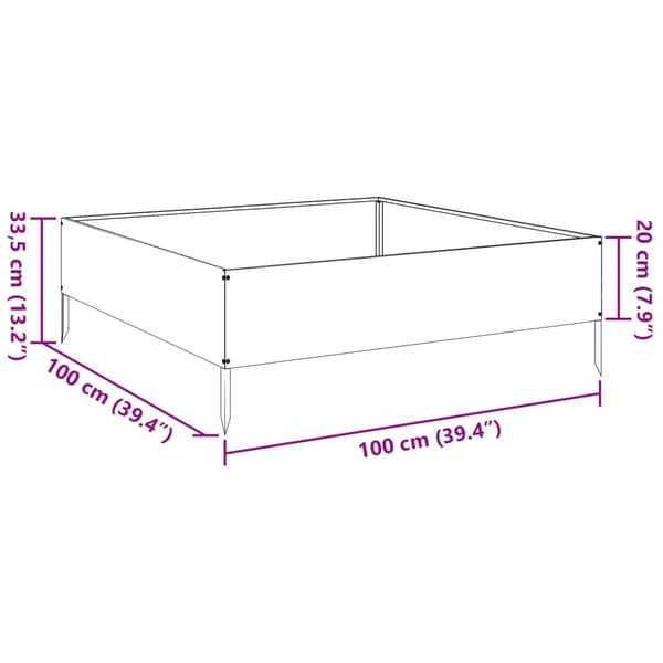 vidaXL højbed, sort, 100x100x33,5 cm, stål