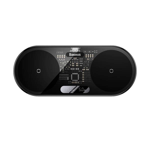Baseus Digital LED-skærm Dual Qi Trådløs Oplader, 20W