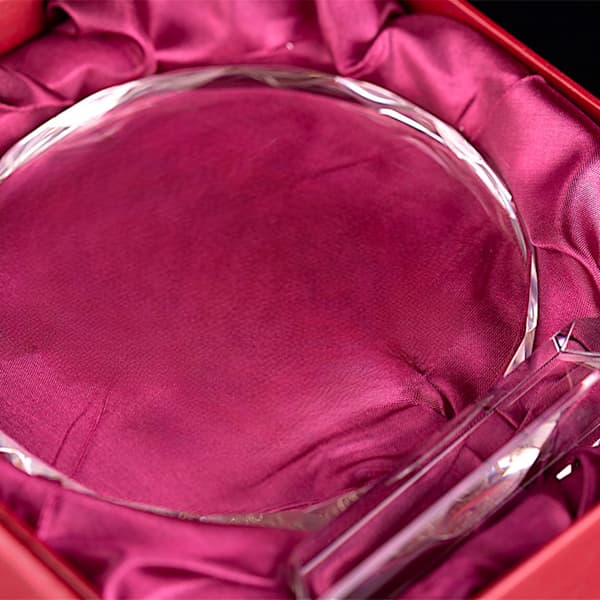 Krystal rund statuette med gaveæske, gave til gravering