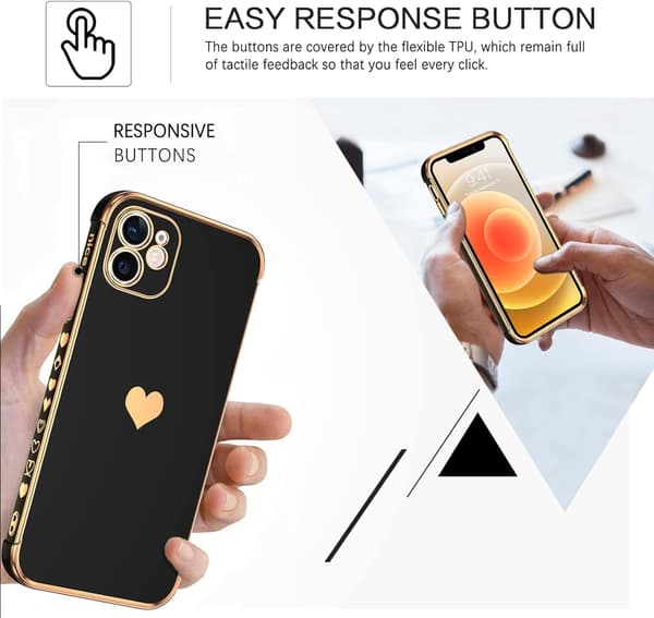 APPLE IPHONE 12 SILIKONE ETUI SORT GULD RAMME HOLDER A2172