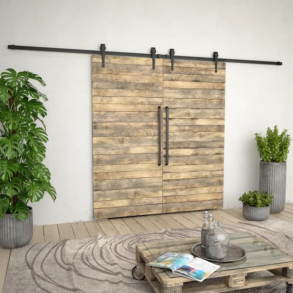 vidaXL skydedørsbeslag 2 x 183 cm stål sort