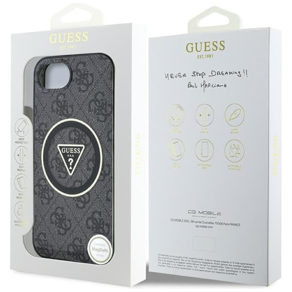 Guess IML Metal Glitter 4G Circle Triangle MagSafe - iPhone 16e cover (sort)