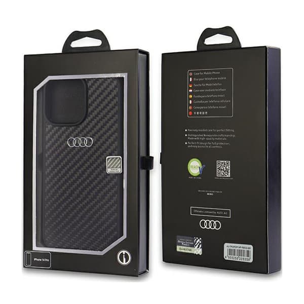 Audi Kulfiber - iPhone 14 Pro Etui (Sort)