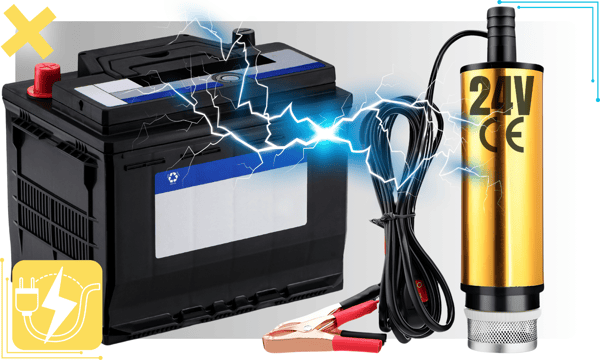 Stor pump för tömning av bränsle, olja, vatten, el, 24V